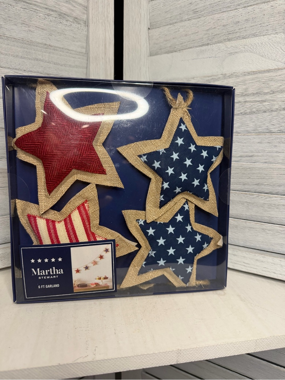 Martha Stewart Red, Navy & Natural Star Garland
